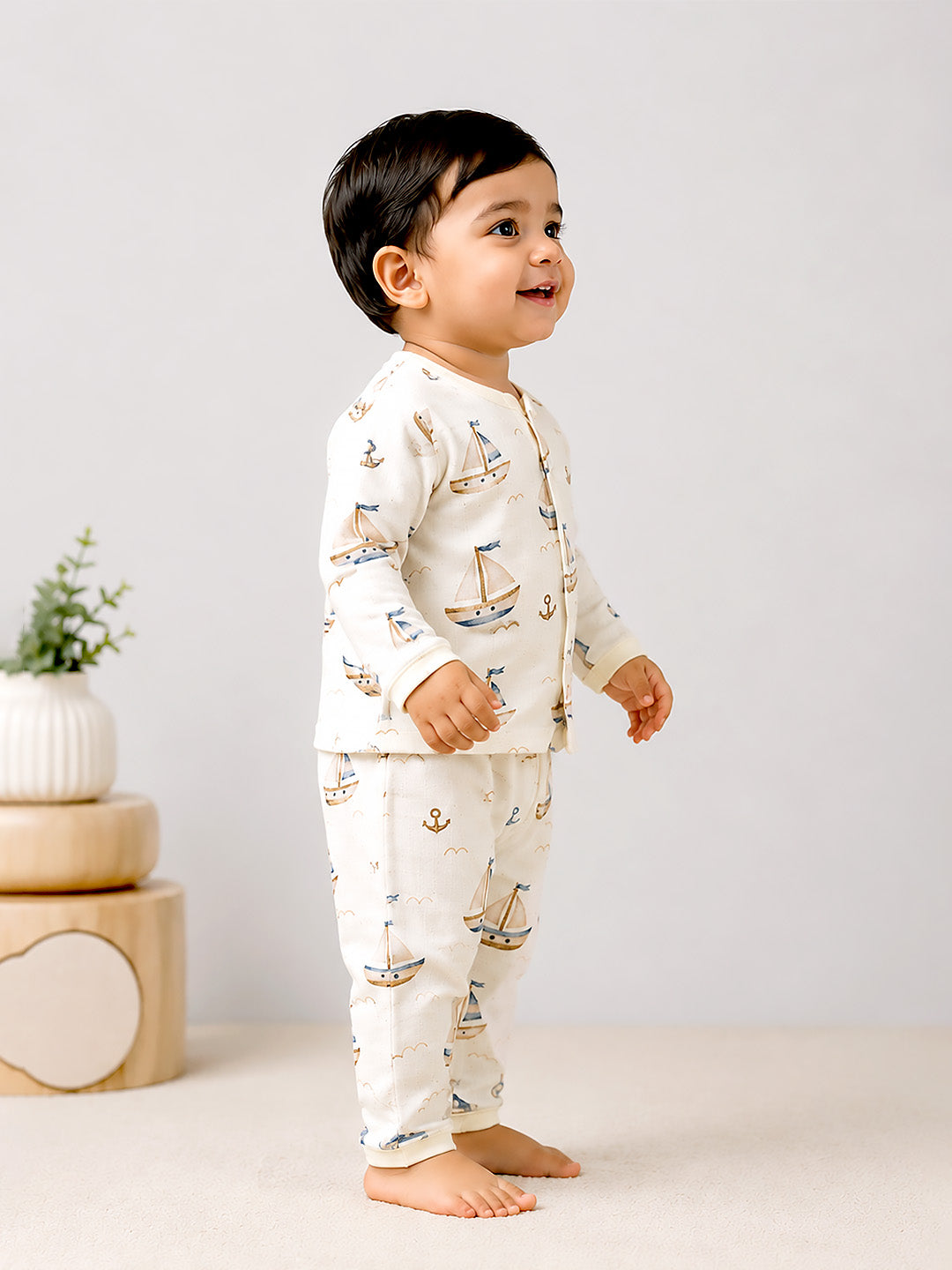 Little Sailor Baby Co-ord Set | Muslin Cotton | Full Sleeve Top & Full Pants | 0–12 Months
