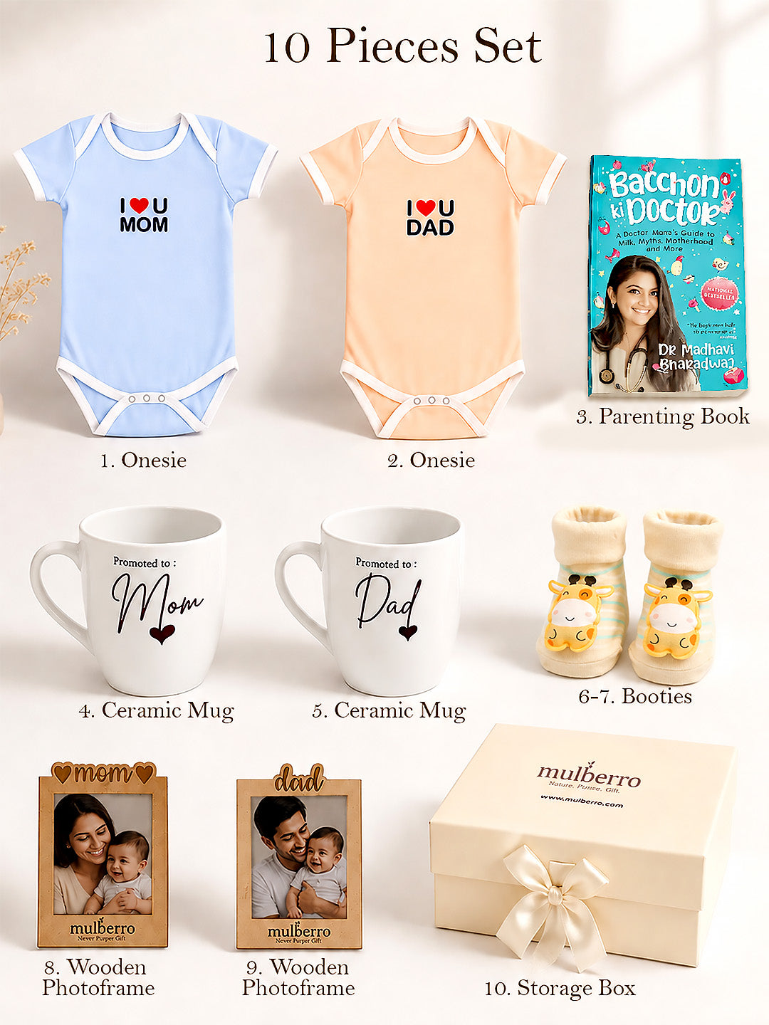 New Parent | Baby Shower | 10-Piece Ribbon Box Gift Hamper