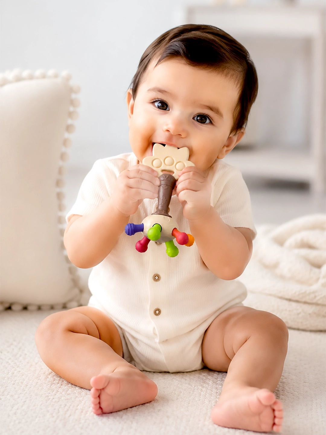 Mulberry Baby Teether Rattle | Multi-Textured Sensory Toy | Teething Relief for Infants