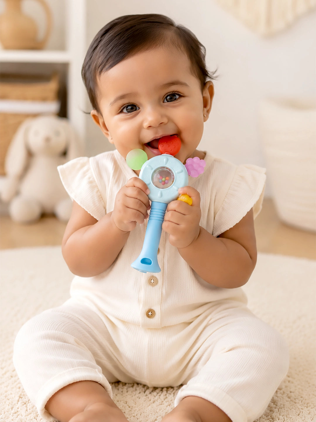 Multi-Fruit Baby Teether Rattle | 5 Textures | Soothes Gums | 0+ Months