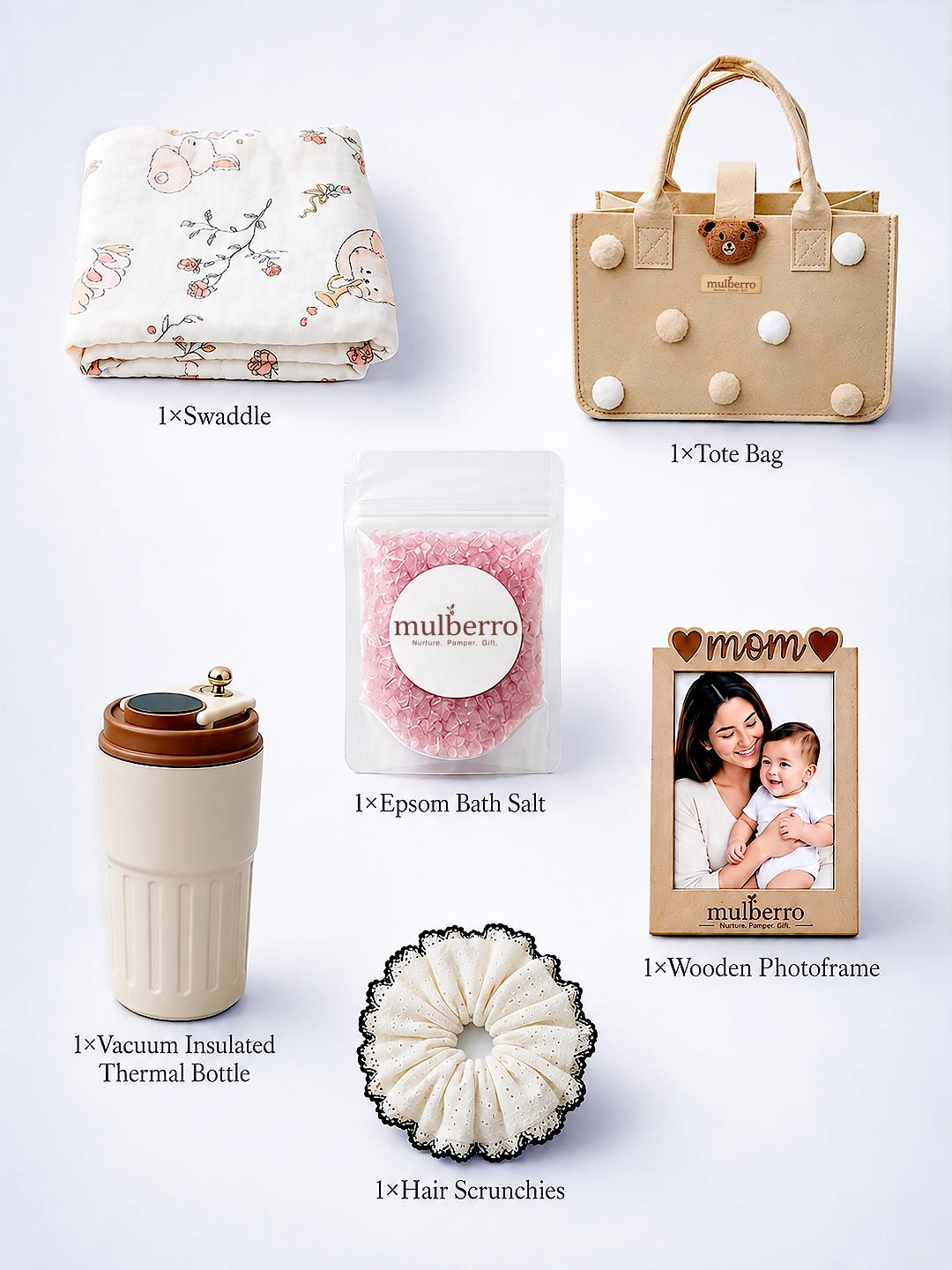 New Mom 6-Piece Baby Shower Gift Hamper | Felt Tote Bag