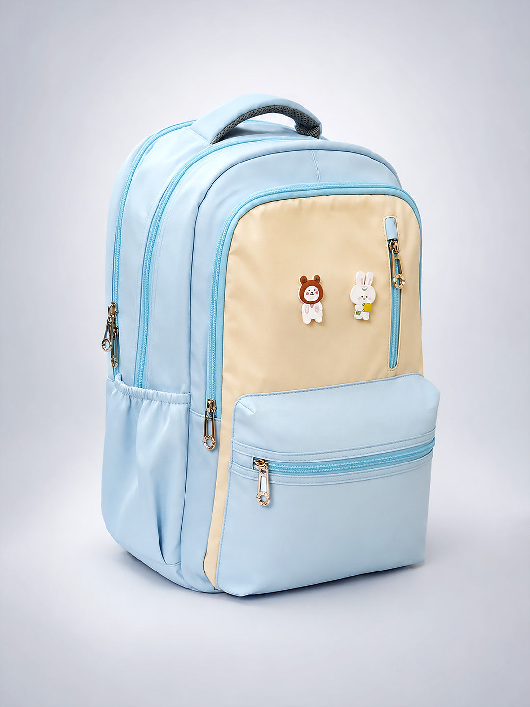 Kids Bear & Bunny School Backpack – Light Blue