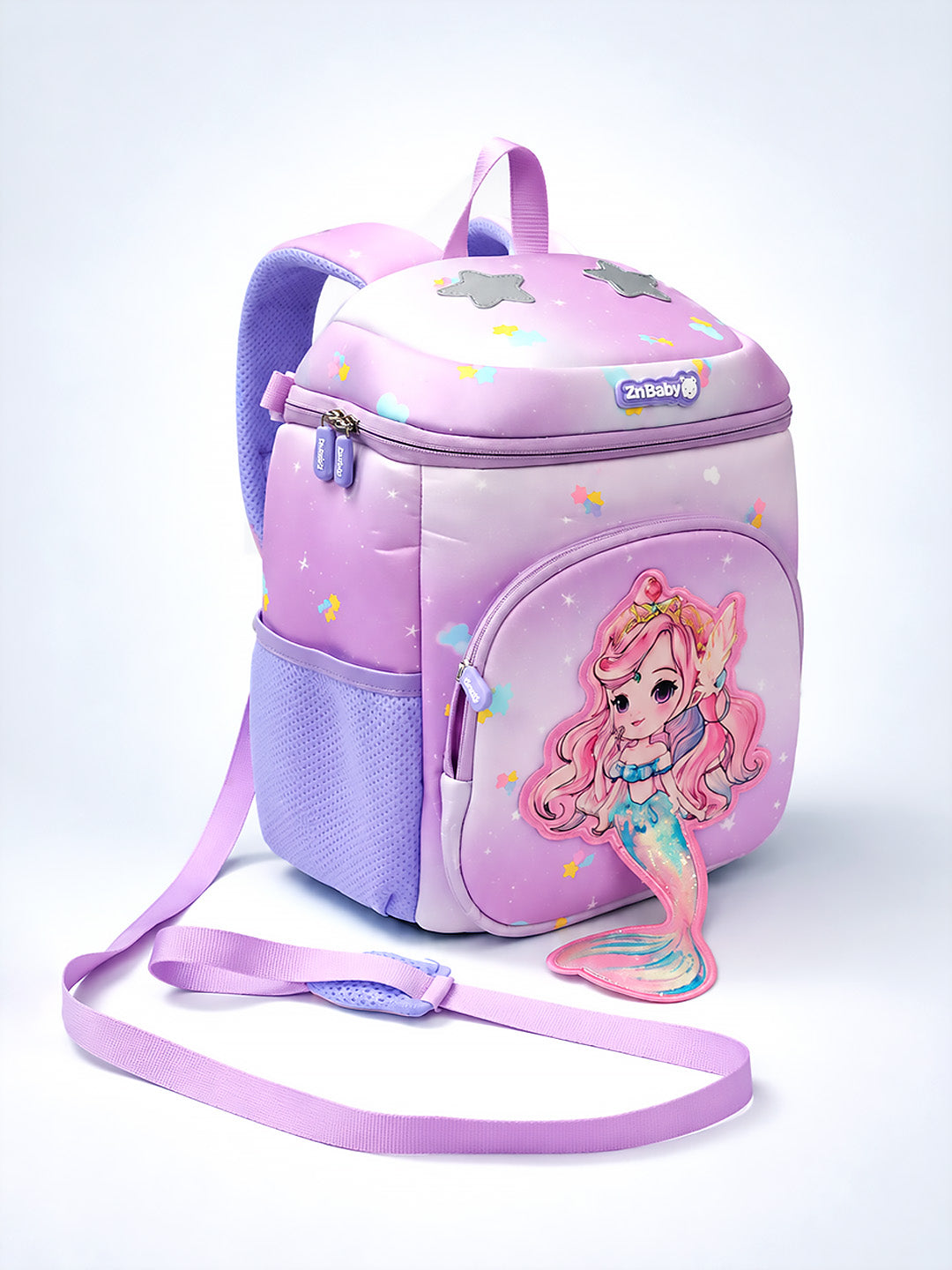 3D Mermaid Princess Kids School Backpack – Purple & Pink
