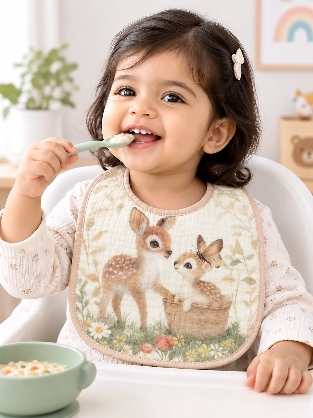 Waterproof Muslin Bib |Toy Bear &  2-Piece Organic Muslin Cotton Baby Bibs | Snap Closure