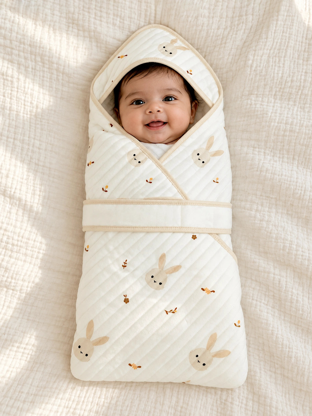Bunny Garden 6-Layer Muslin Cotton Baby Swaddle Blanket | 4-in-1 | 85×85 cm