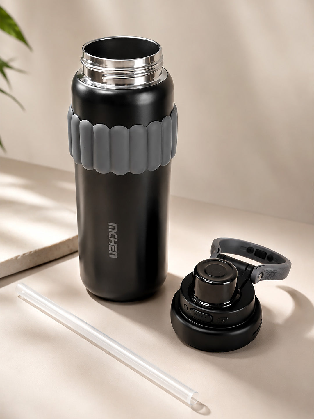 Black Stainless Steel Kids Water Bottle with Flip Lid, Straw & Carry Loop