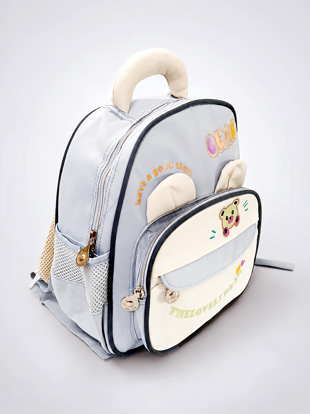 The Lovely Bear Kids Backpack – Blue & Cream Bear-Ear Toddler School Bag