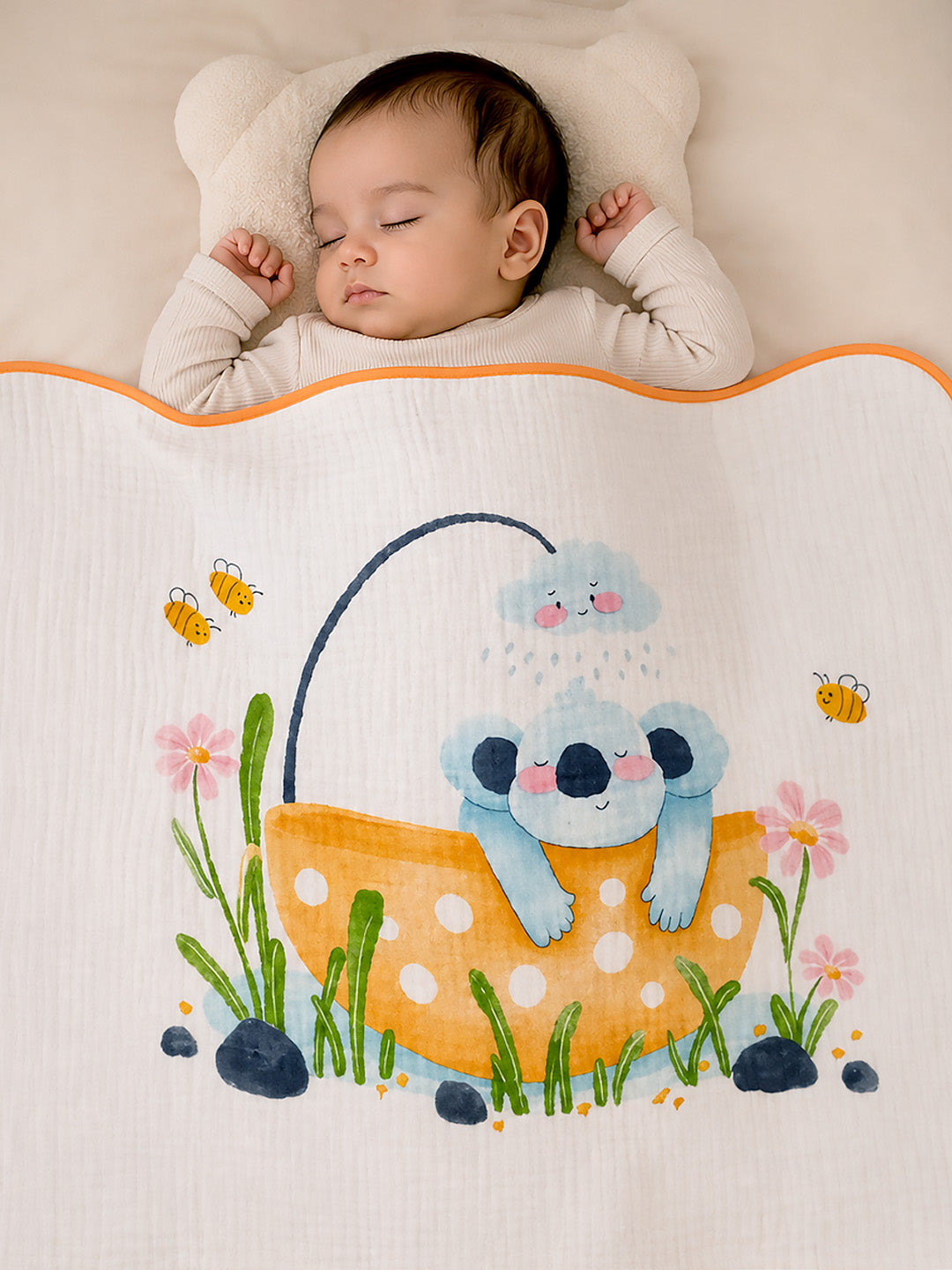 Koala Bath Day 6-Layer Muslin Cotton Baby Blanket | All-Season | 102×102 cm