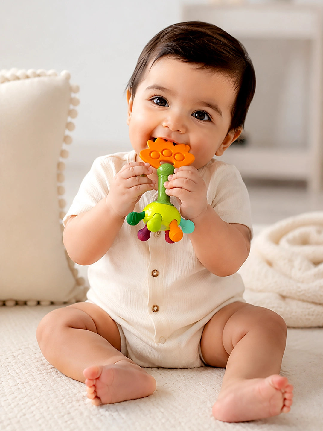 Dino Teether Rattle for Babies | Multi-Textured | BPA-Free | 6–18 Months