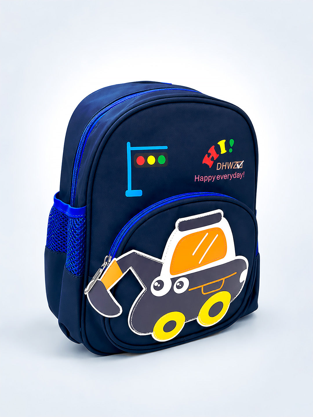 Navy Blue 3D Excavator Kids Backpack for Toddlers & Boys