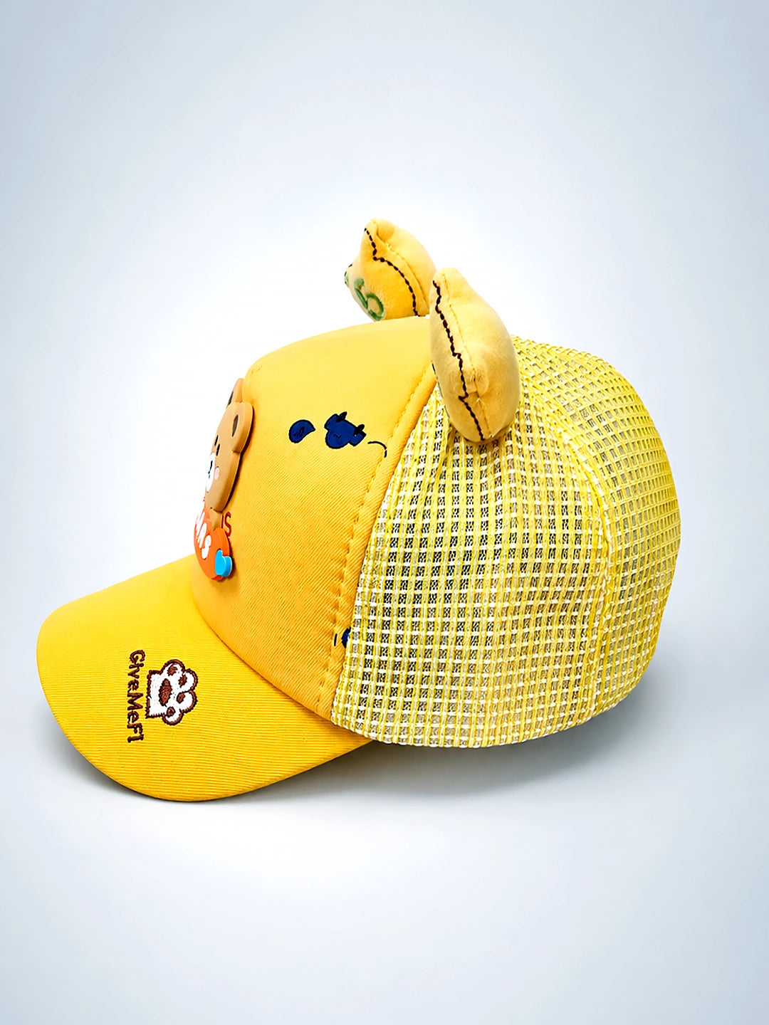 Yellow 3D Bear Kids Cap with Bear Ears | Adjustable Snapback | 2–6 Years