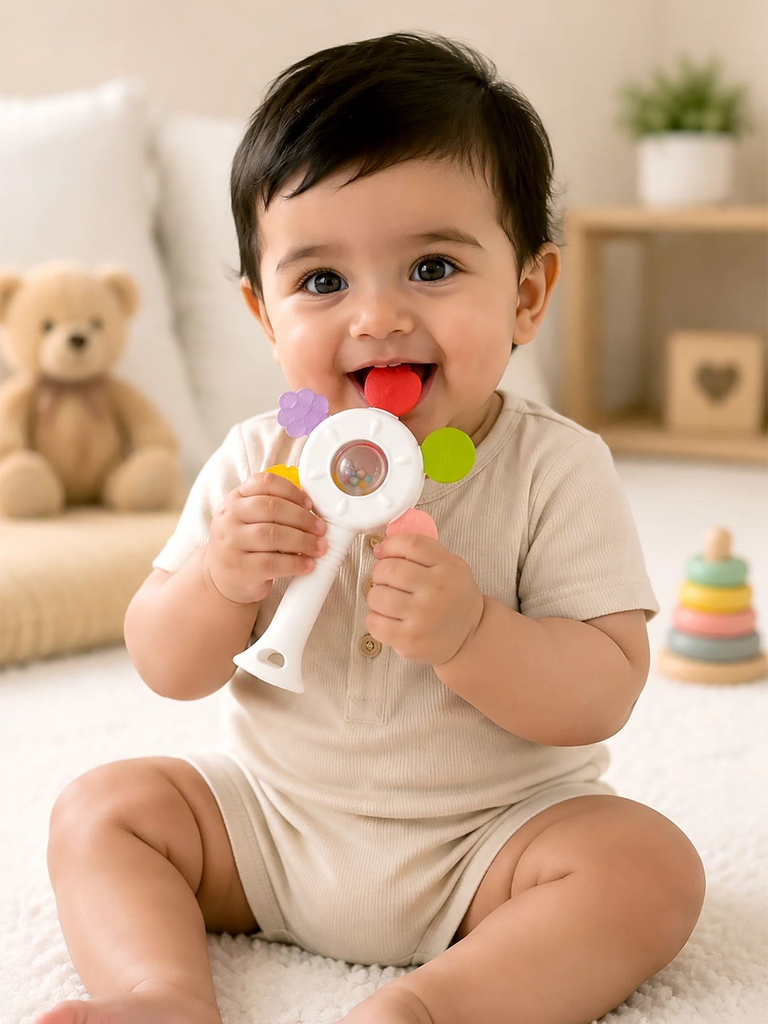 Fruit Veggie Multi-Texture Baby Teether Rattle | 100% Food-Grade Silicone | 0+ Months