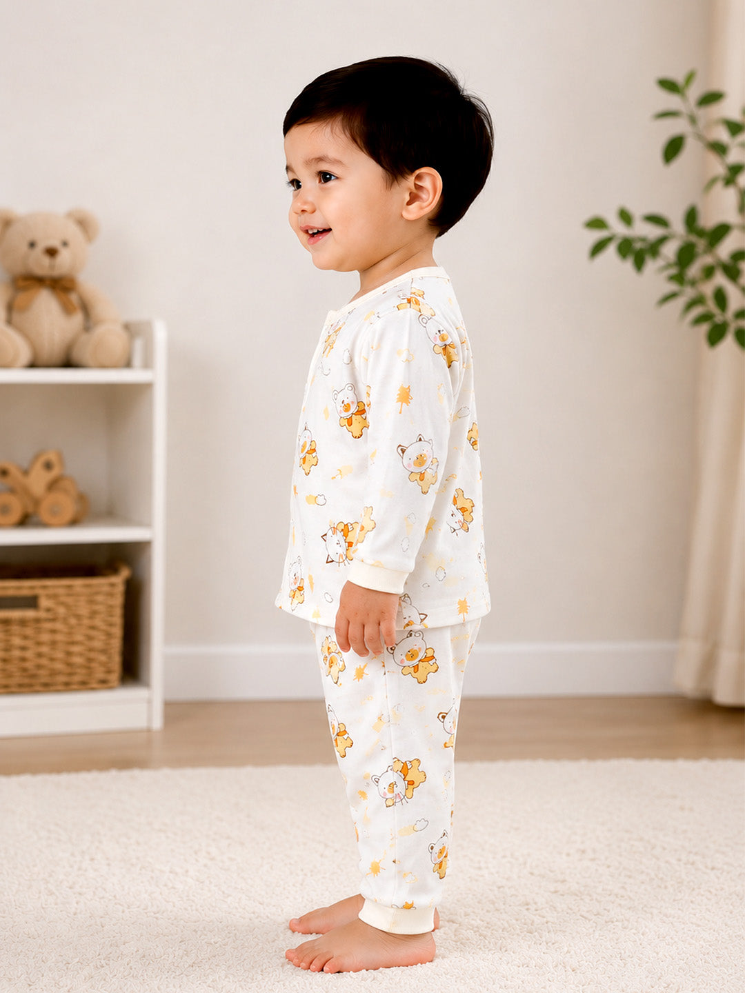 Forest Friends Baby Pyjama Set | 100% Muslin Cotton | Full Sleeve Top & Full Pants | 0–12 Months