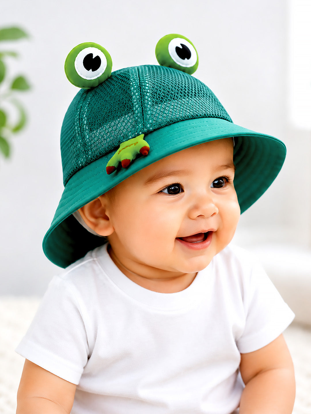 Green 3D Frog Baby Bucket Hat | Breathable Mesh | Infants & Toddlers