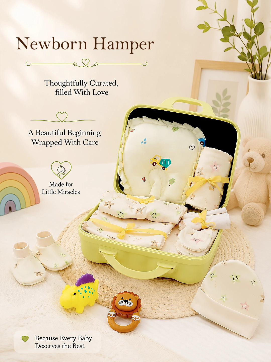 Happy Stars 23-Piece Newborn Baby Gift Hamper | Pure Cotton | Unisex | 0–3 Months