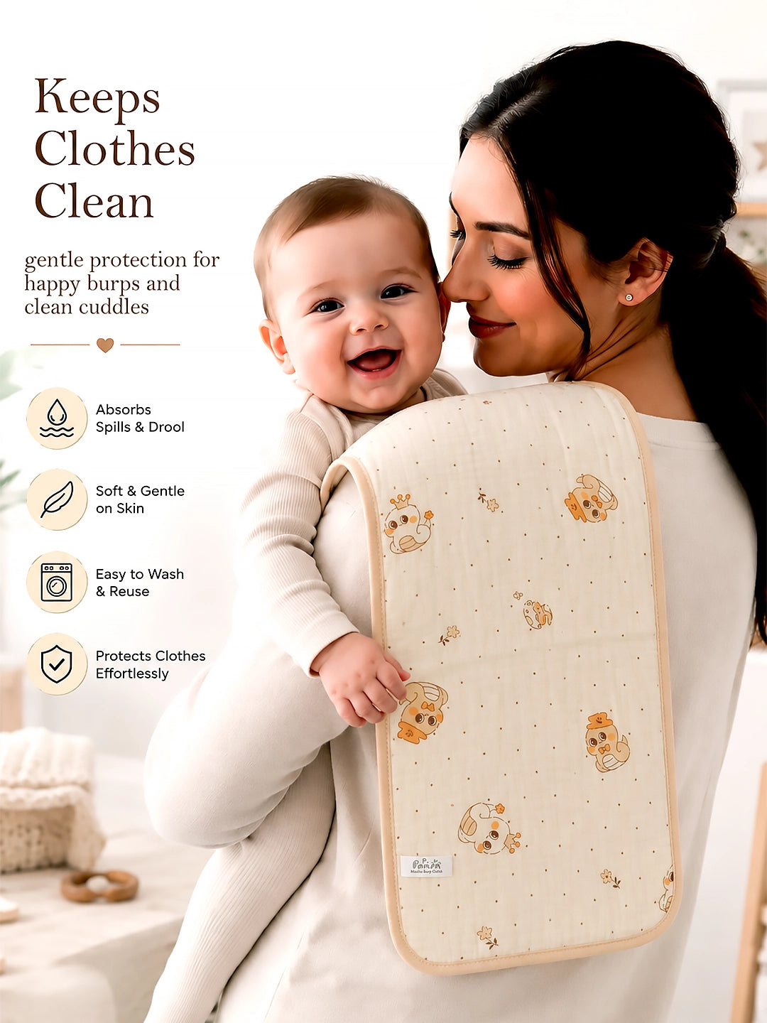Bunny & Ducky Print Muslin Burp Cloth | Set of 2 | 100% Pure Muslin Cotton