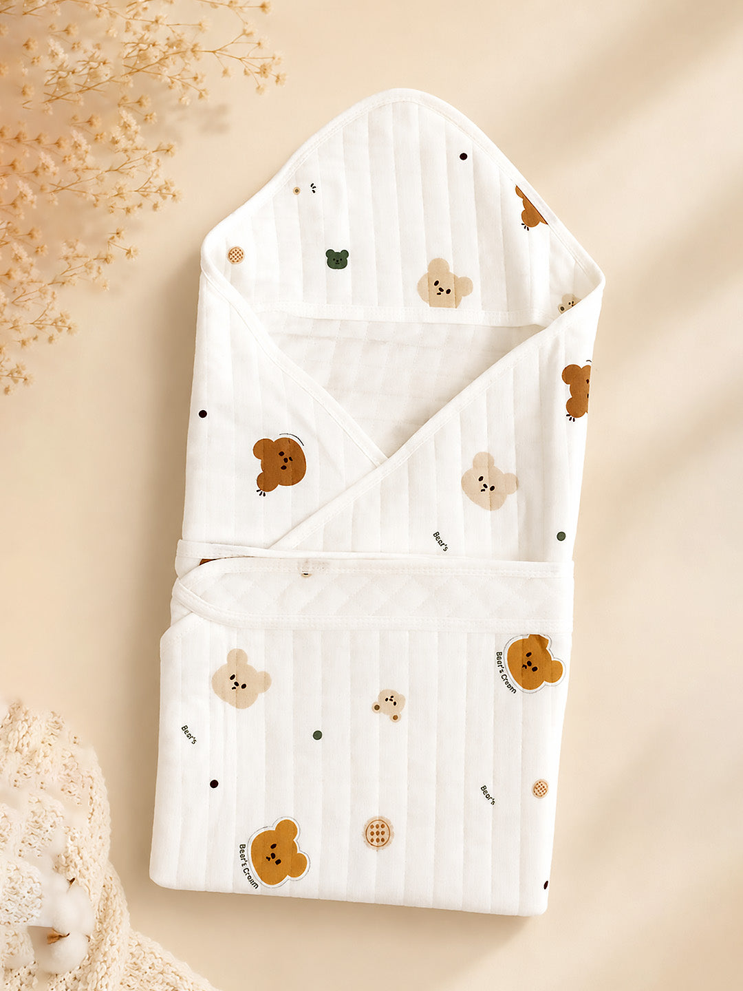 Bear's Dream 6-Layer Muslin Cotton Baby Swaddle Blanket | 4-in-1 | 85×85 cm