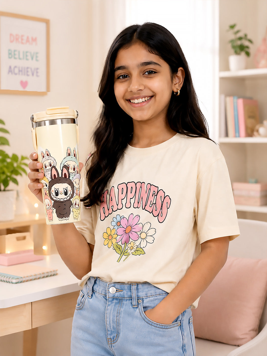 Bunny Monster Crew Stainless Steel Kids Tumbler | Dual Lid & Straw