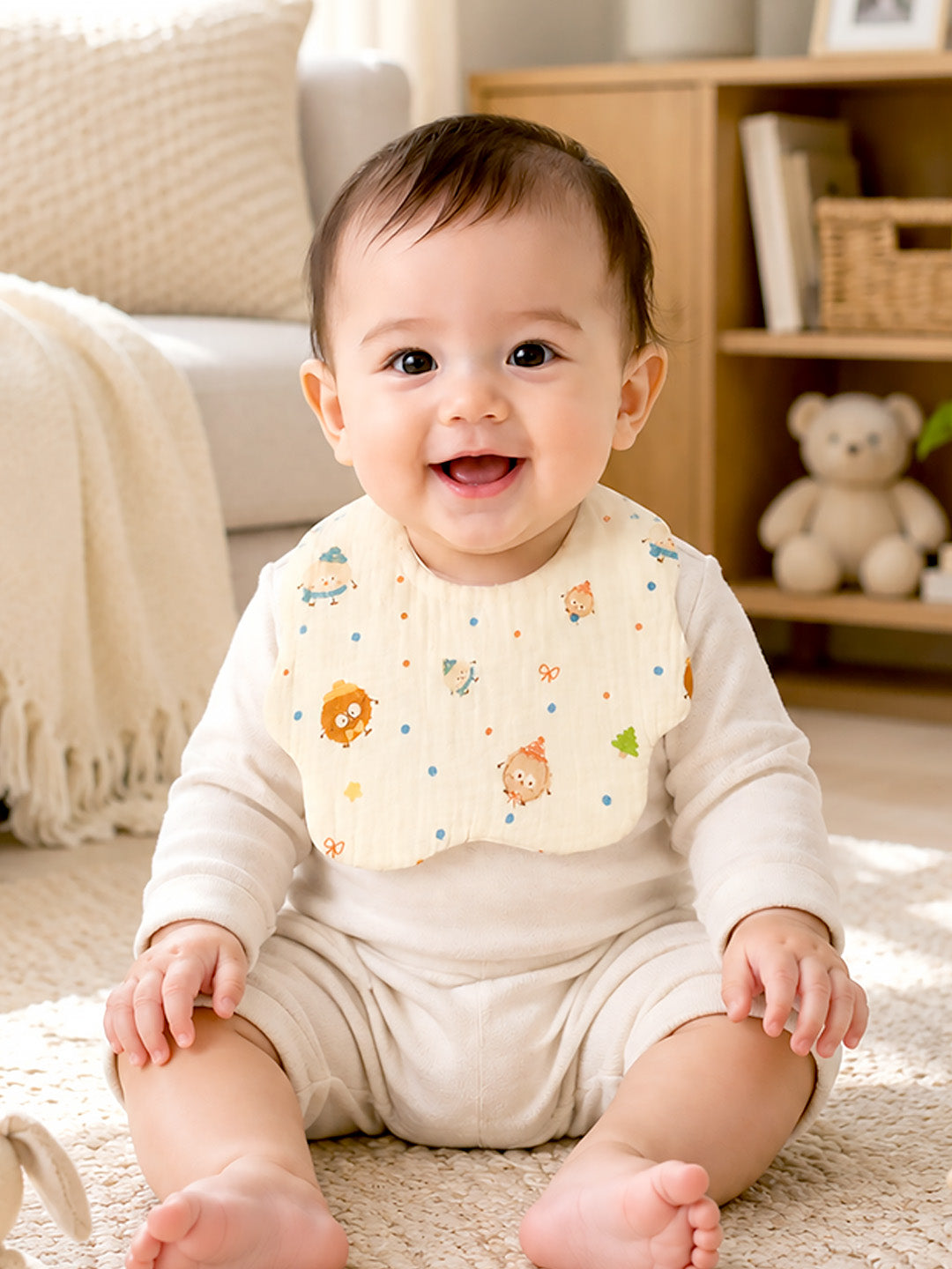 Floral, Bow & Character Print 3-Piece Muslin Baby Bibs | Snap Closure | Drool & Burp Bib