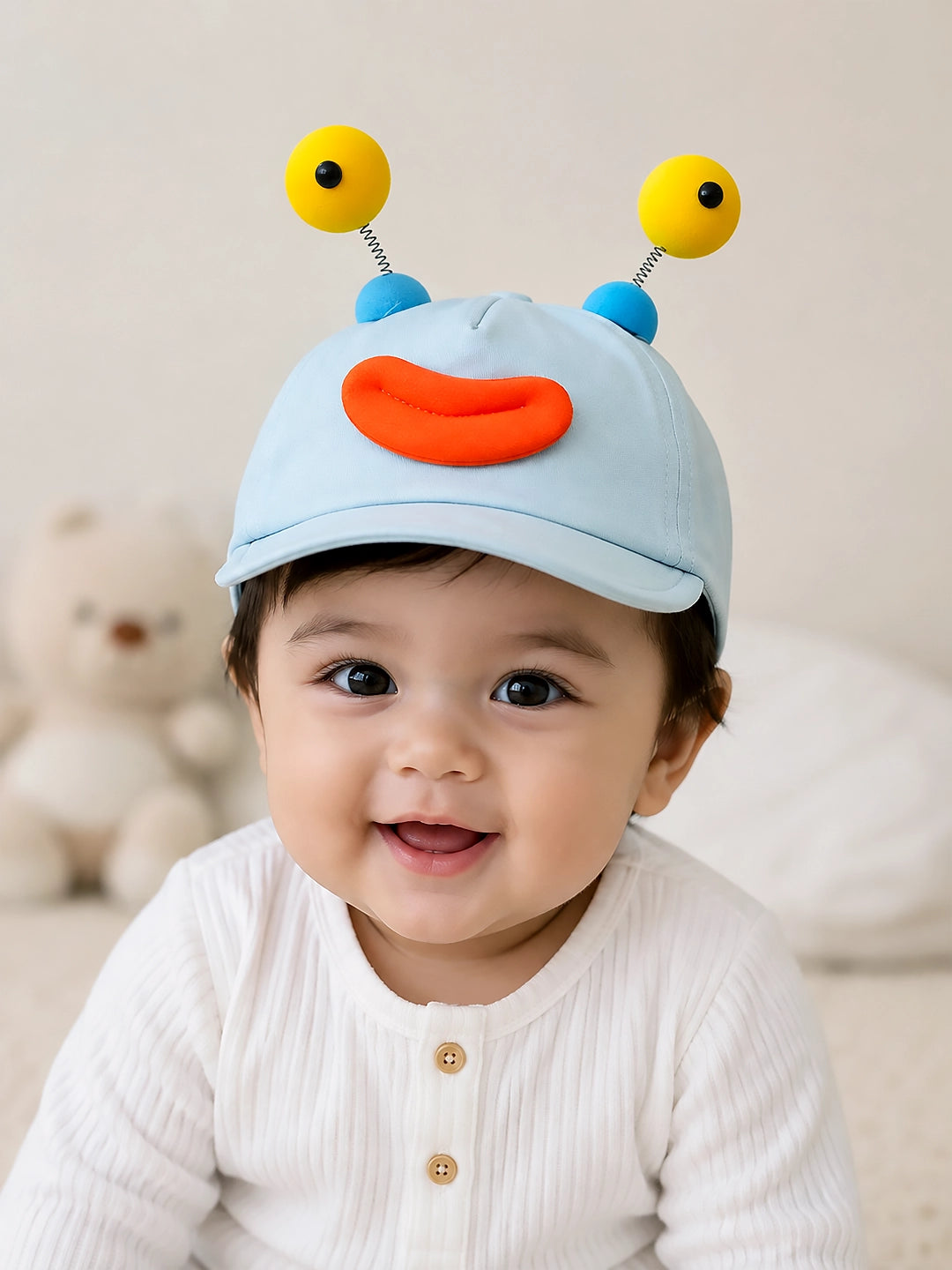 Blue 3D Funny Eyeball Antenna Baby Cap | Adjustable Strap | 2–6 Years