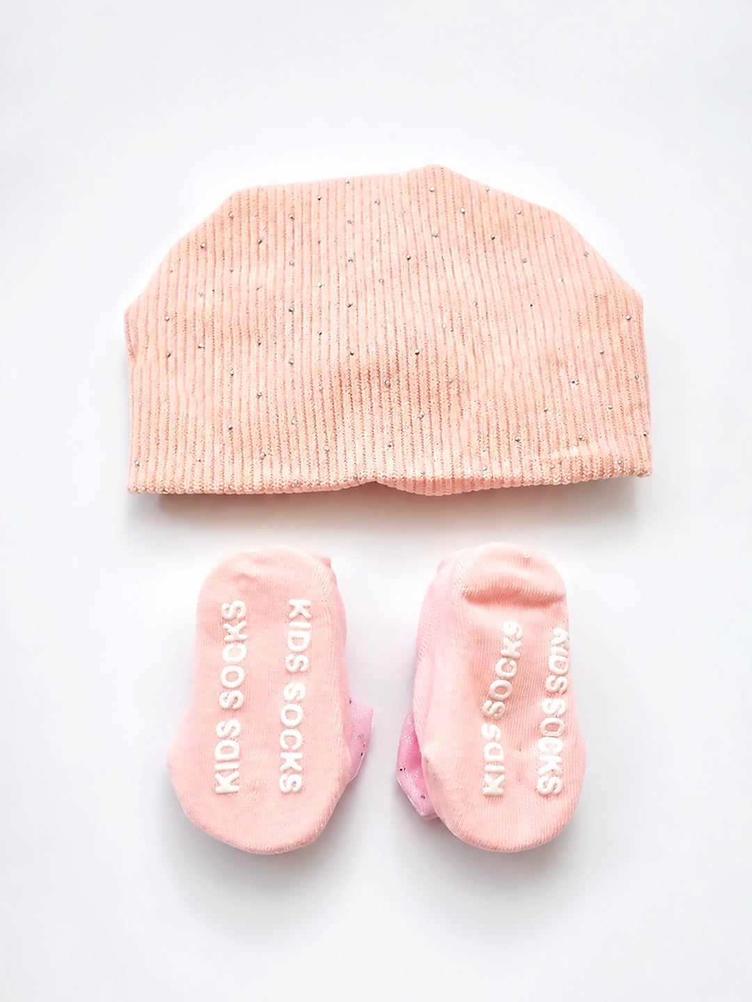 Pink 3D Bow Baby Turban Cap & Booties Gift Set | Soft & Sparkly | Baby Girls