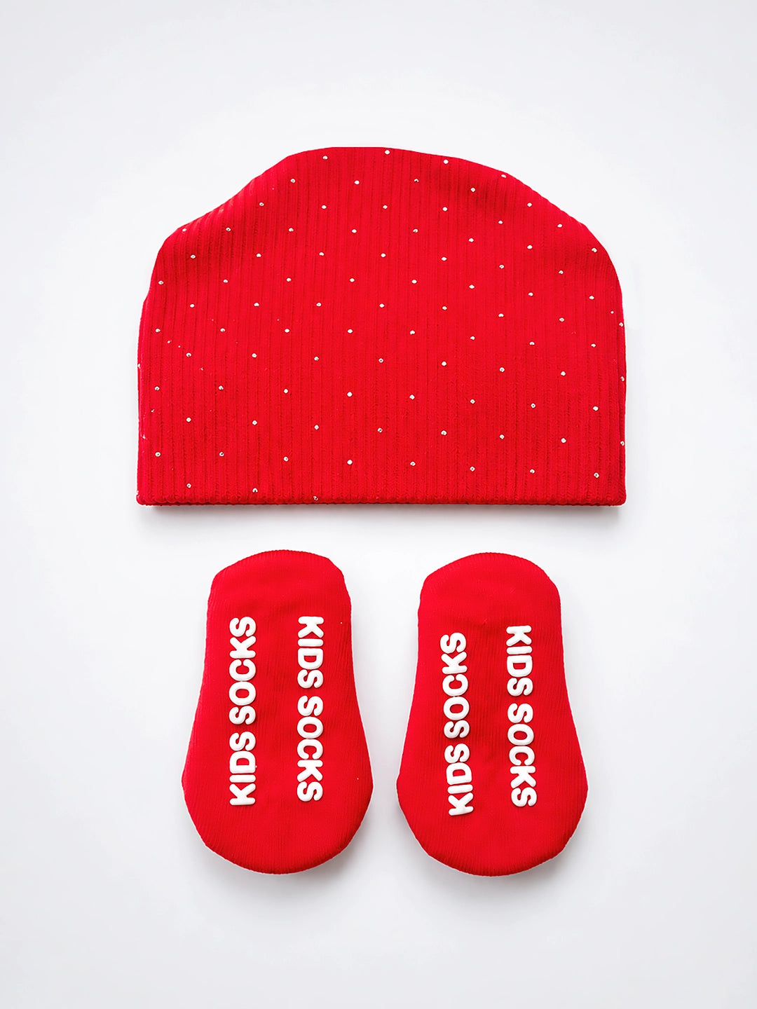 Red Sparkle Turban Cap & 3D Bow Booties Set | Soft Baby Girl Gift Set