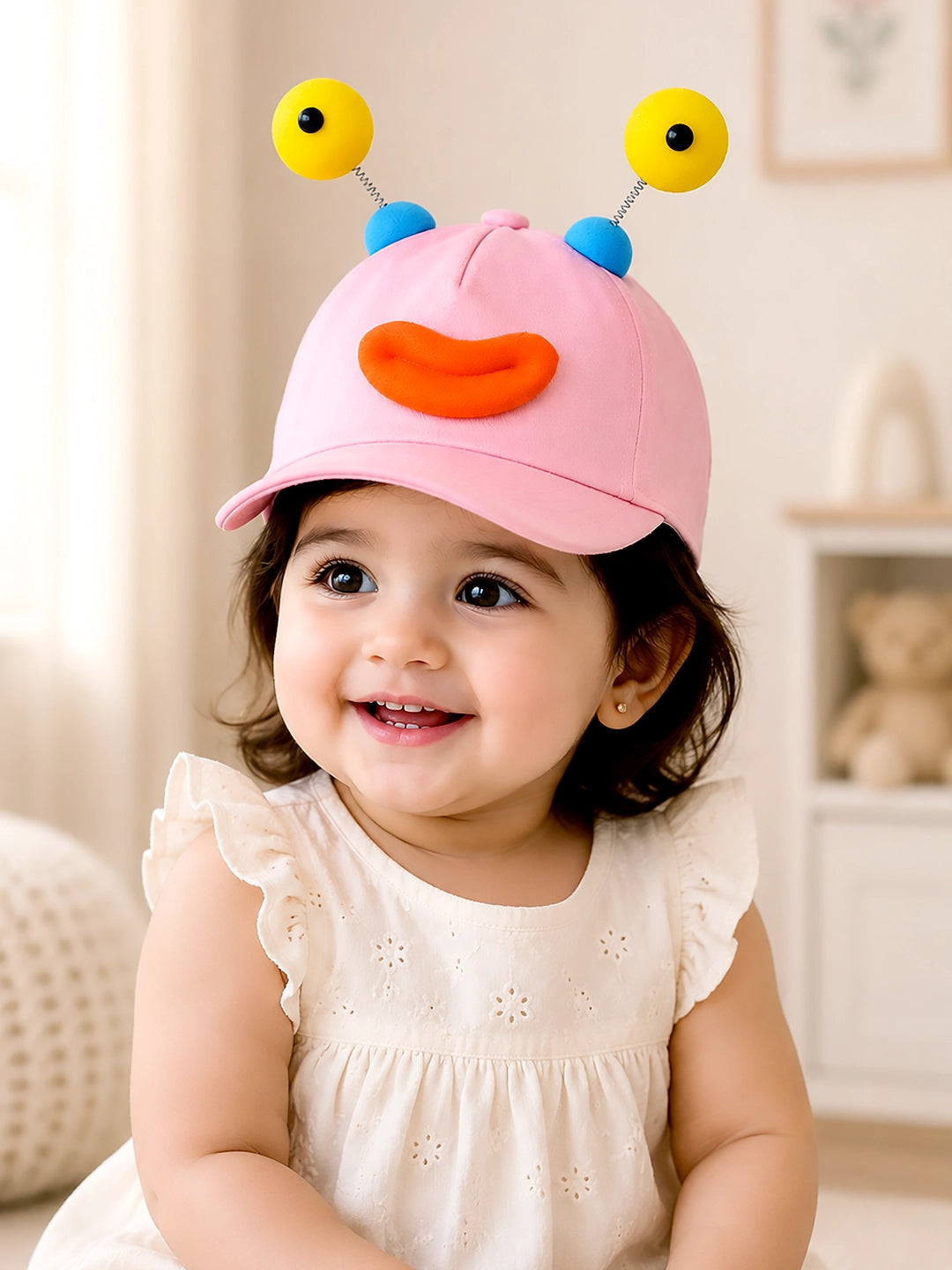 Pink 3D Funny Eyeball Antenna Kids Cap | Adjustable Fit | Toddlers & Kids 2–6 Years