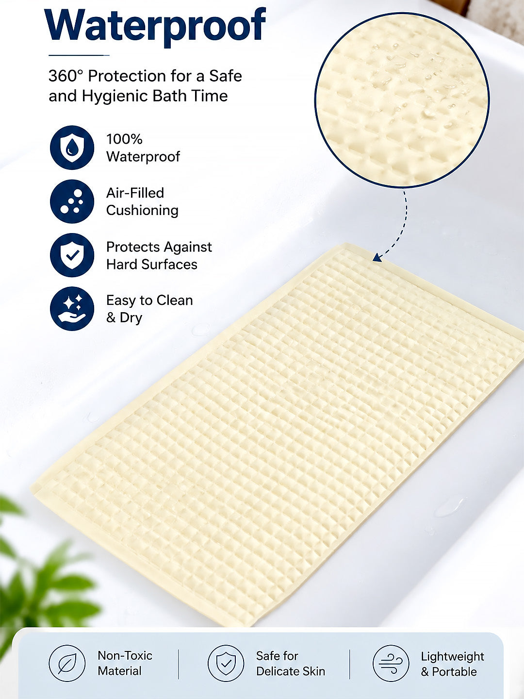 Baby Play & Massage Mat | Bubble Texture | Waterproof Natural Latex | Tummy Time & Bath Mat for Babies