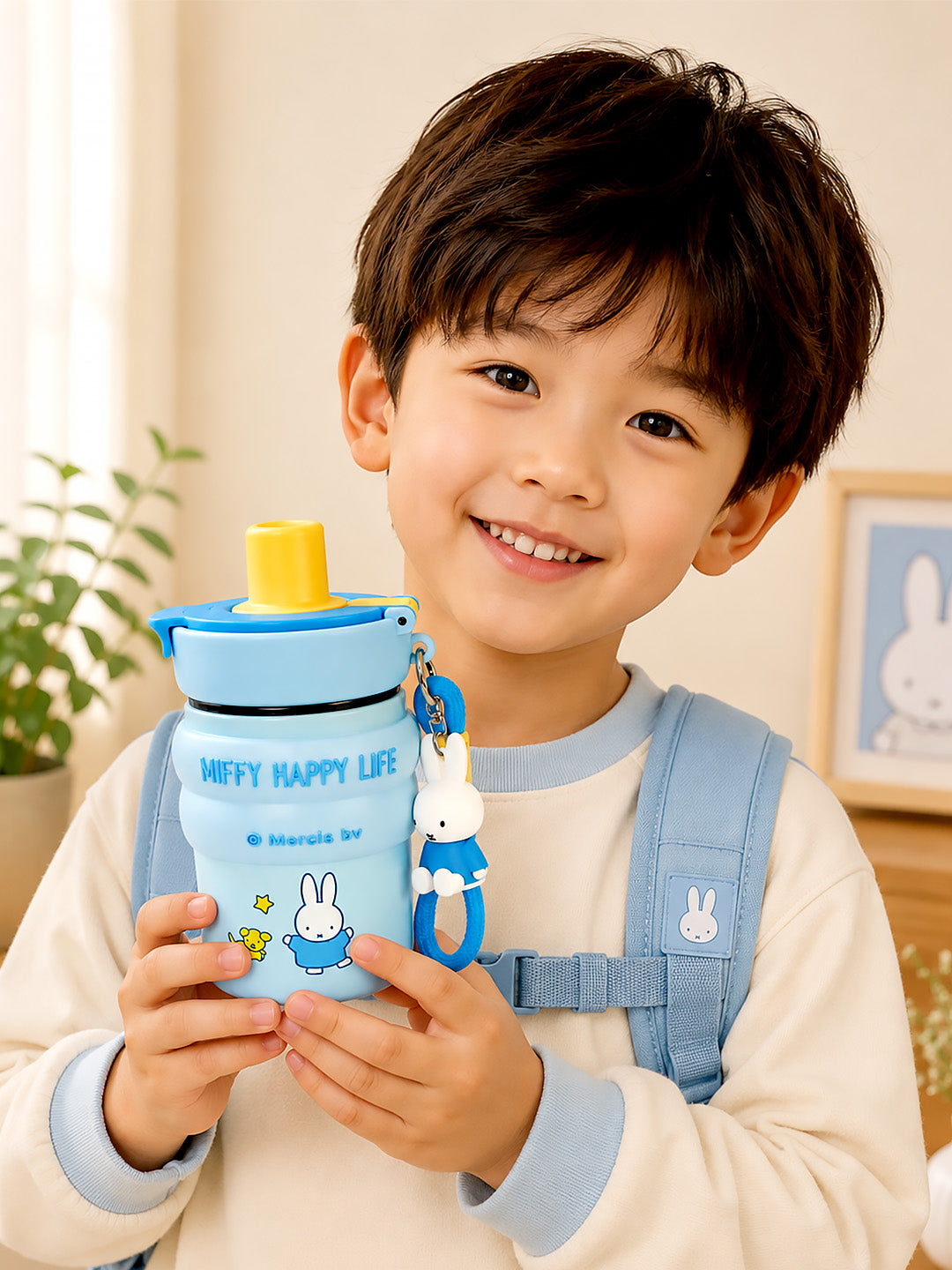 Miffy Happy Life Kids Stainless Steel Tumbler — 480ml | Dual Lid, Infuser & Miffy Charm
