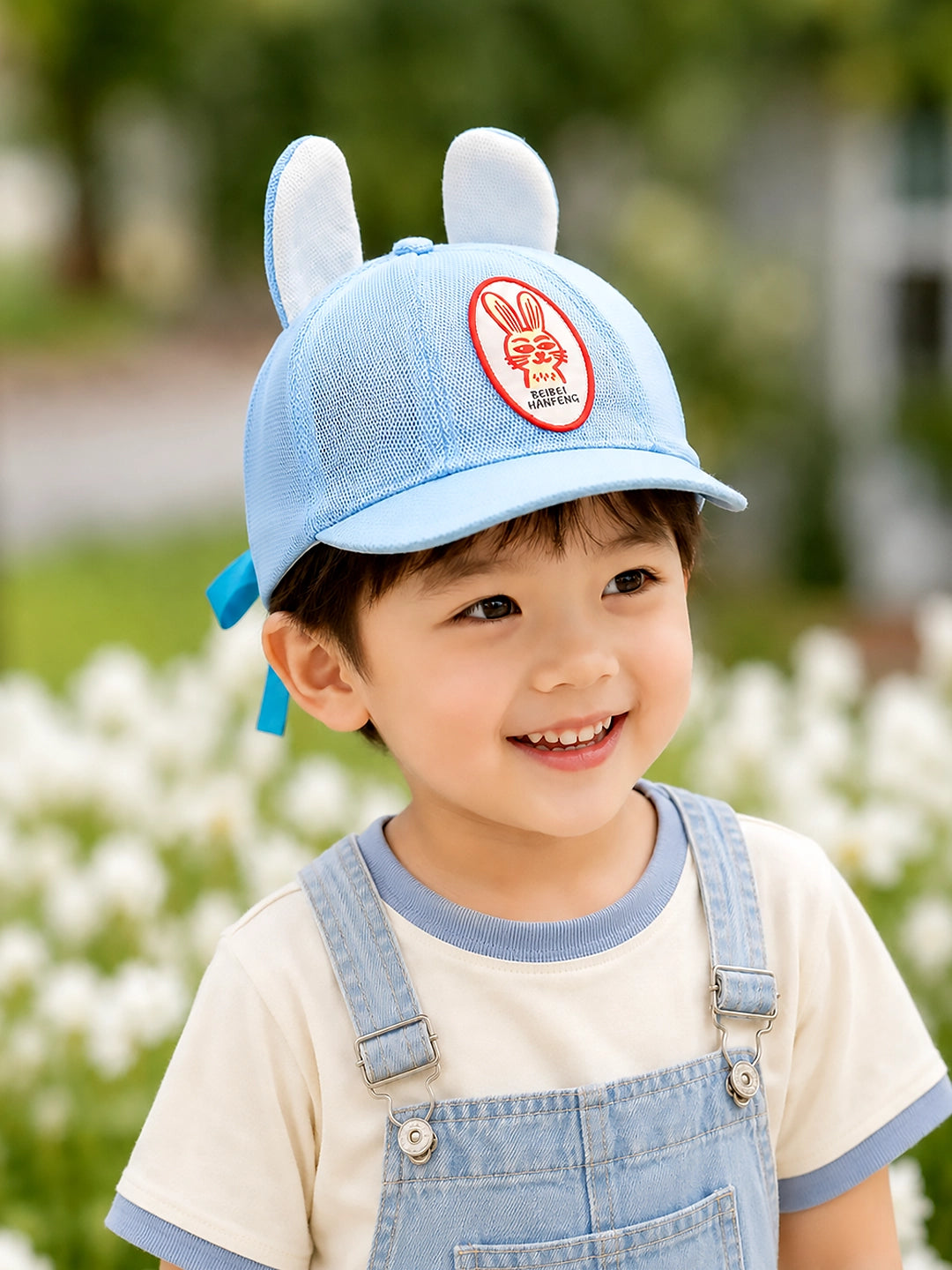 Blue 3D Bunny Ears Kids Cap | Soft Mesh | Adjustable Fit | 2–6 Years