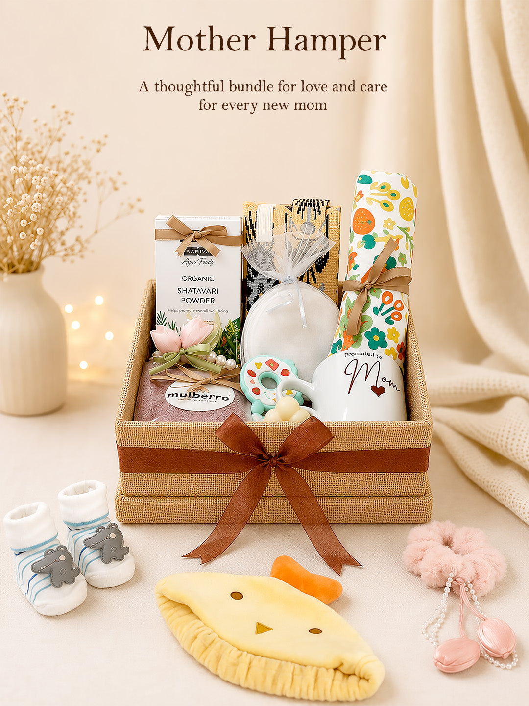 New Mom | Postpartum Care | 15-Piece Jute Box Gift Hamper