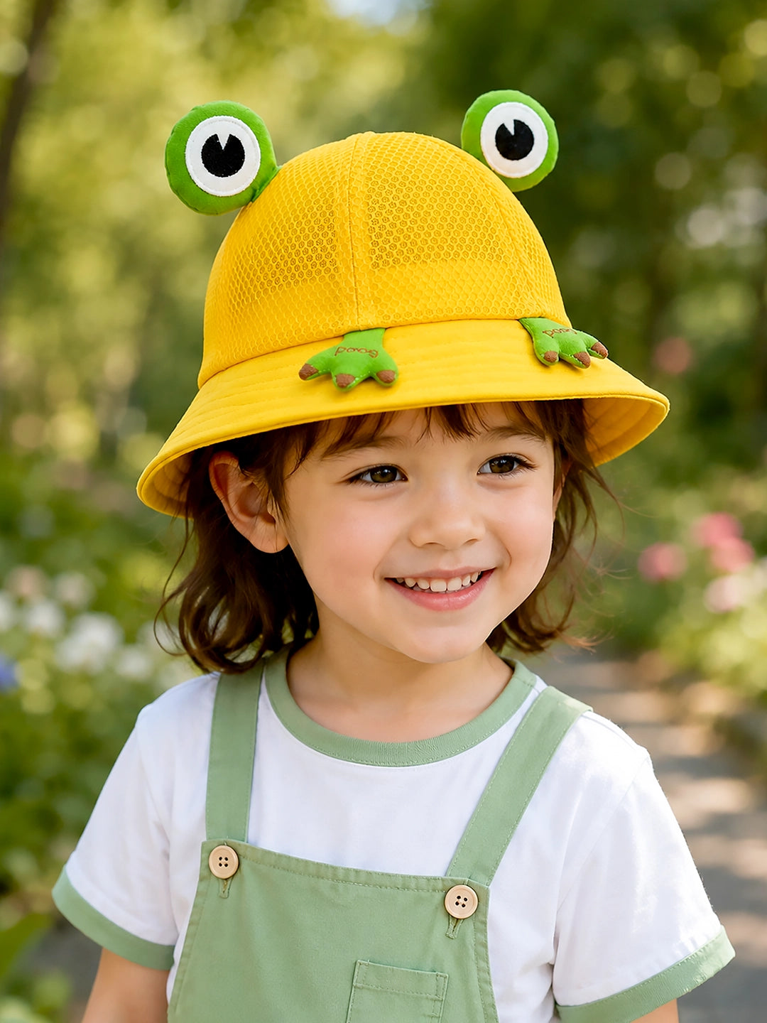 Yellow 3D Frog Kids Bucket Hat | Breathable Mesh | Toddlers & Kids 2–6 Years