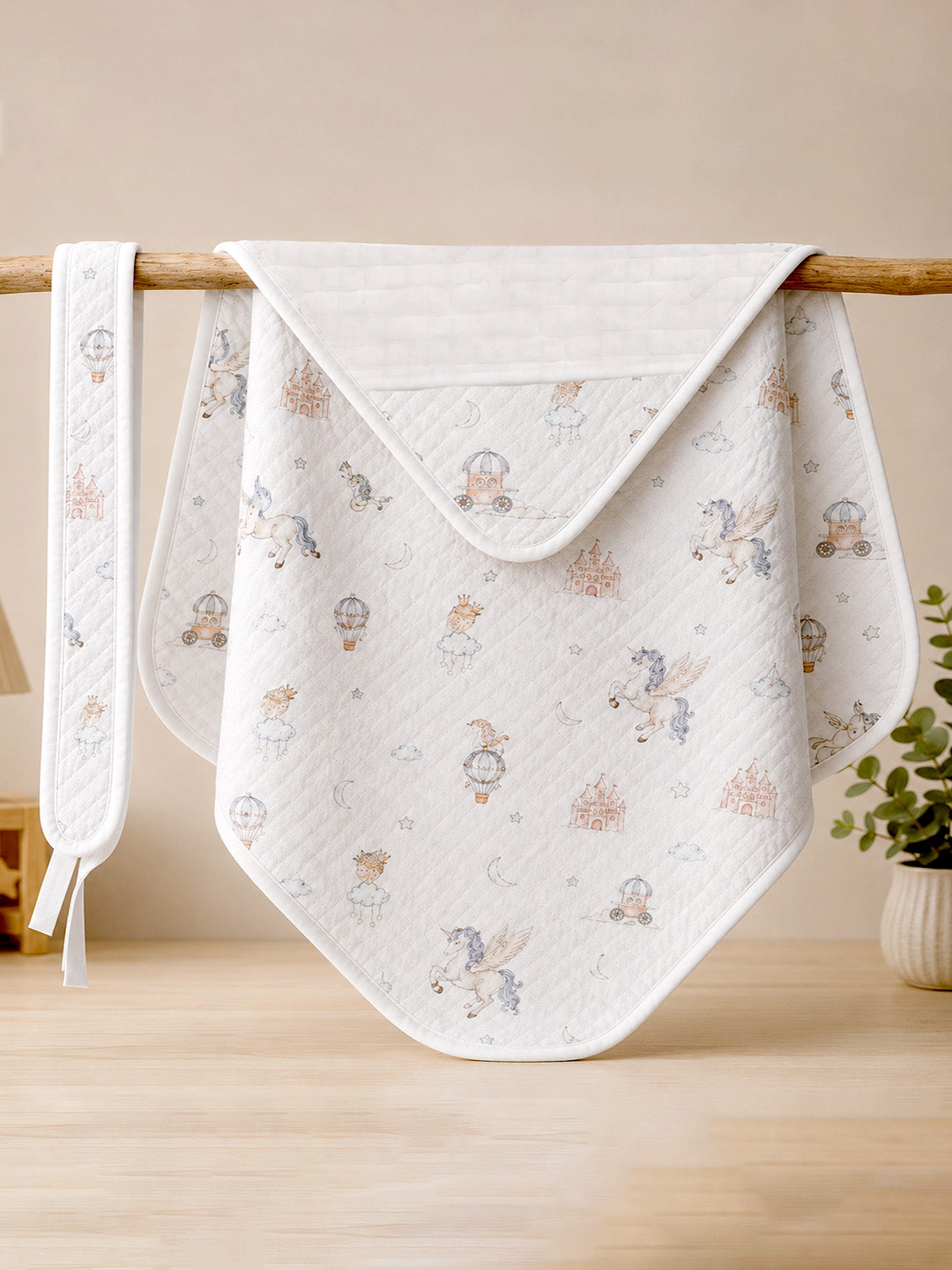Unicorn Kingdom 6-Layer Muslin Cotton Hooded Swaddle Blanket | Newborn Swaddler
