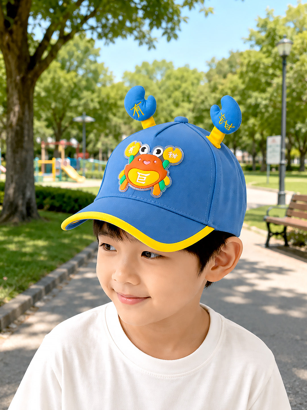 Blue Yellow 3D Crab Kids Baseball Cap | Adjustable Fit | 2–6 Years