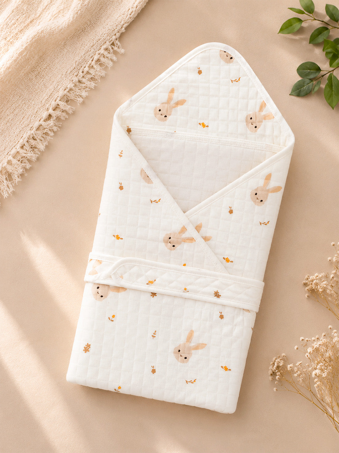 Bunny Garden 6-Layer Muslin Cotton Baby Swaddle Blanket | 4-in-1 | 85×85 cm