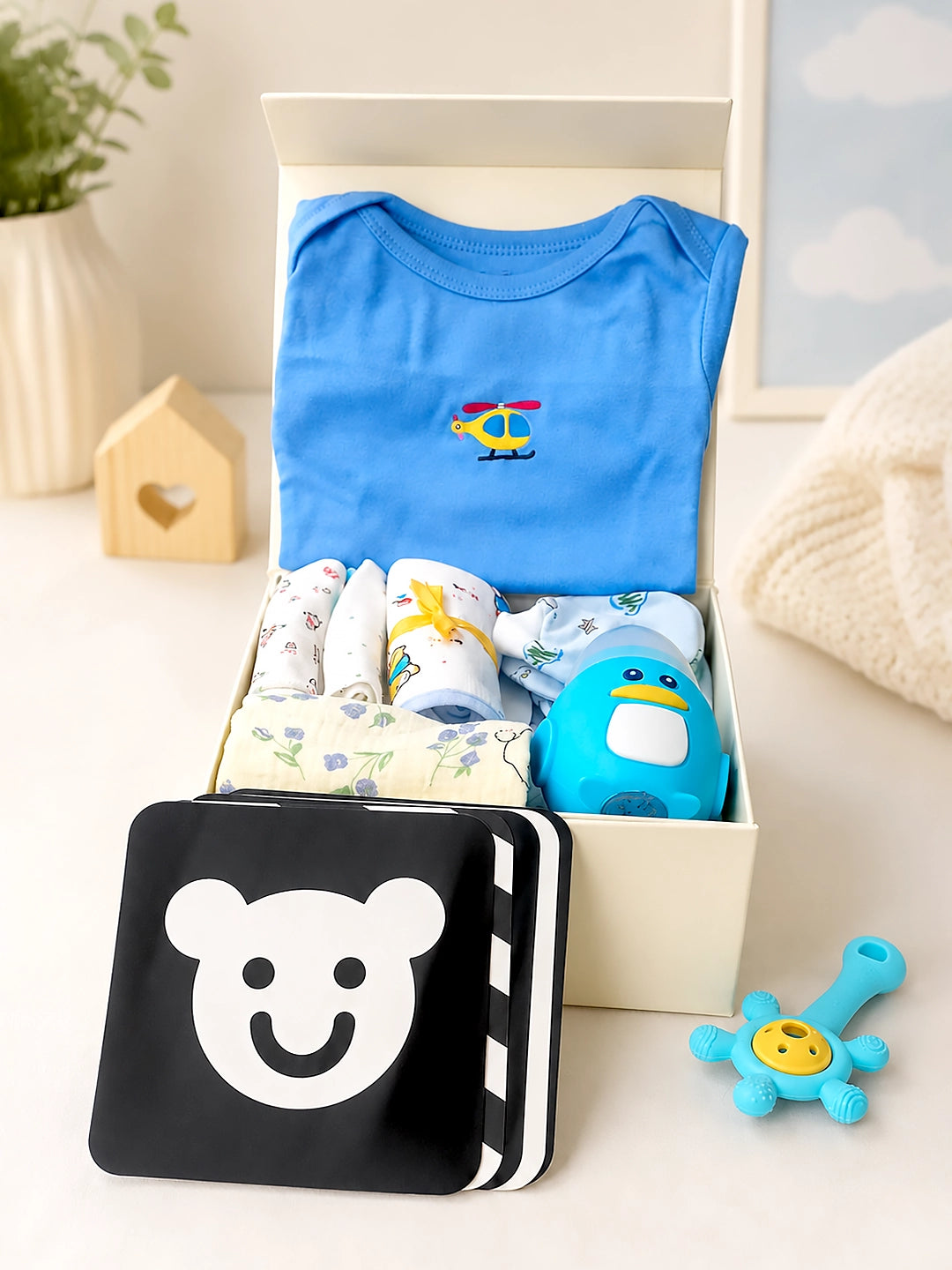 14-Piece Little Explorer Baby Boy Gift Hamper | Pure Cotton | 0–6 Months
