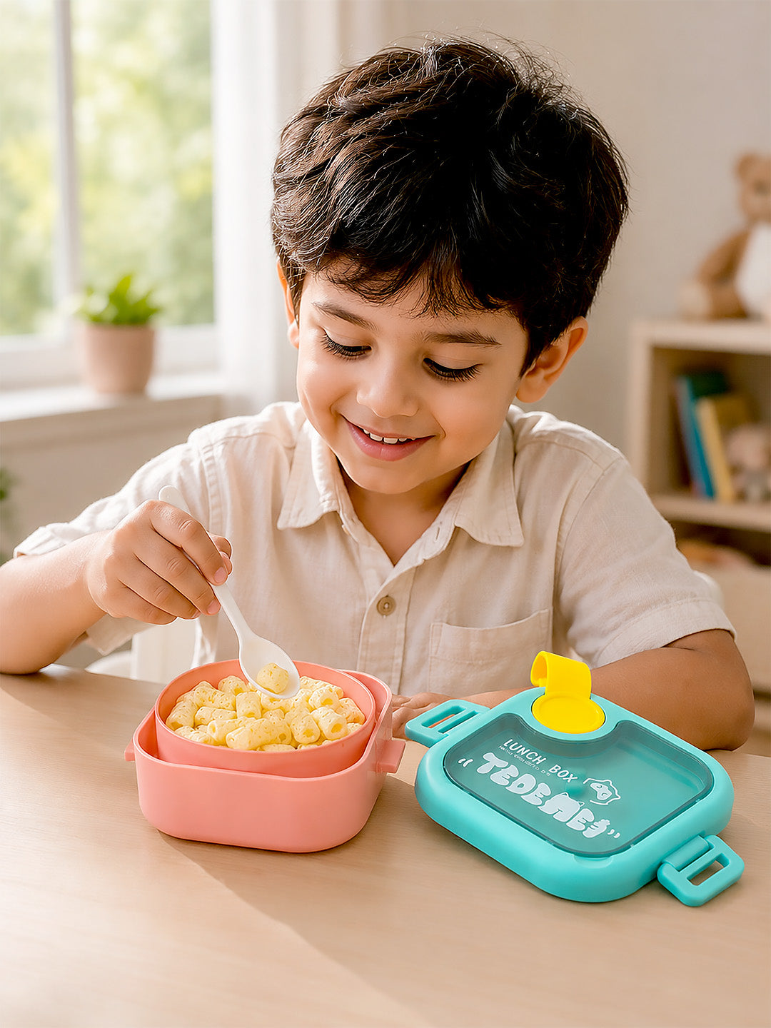 2-Tier Kids Lunch Box | Leak-Proof | BPA-Free | Spoon & Scissor Included