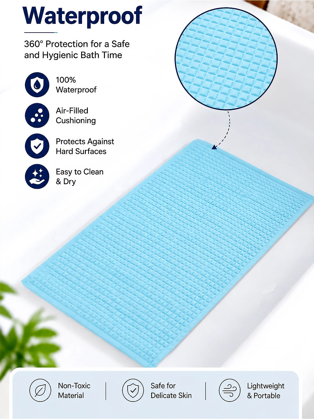 Baby Massage & Play Mat | Dino Camping  Print | Waterproof Natural Latex