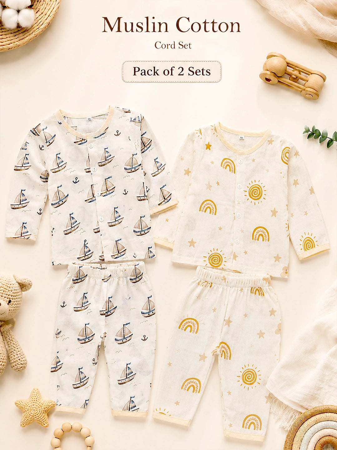 21-Piece Muslin Cotton Essentials Newborn Baby Gift Hamper | 100% Muslin Cotton | Unisex | 0–12 Months