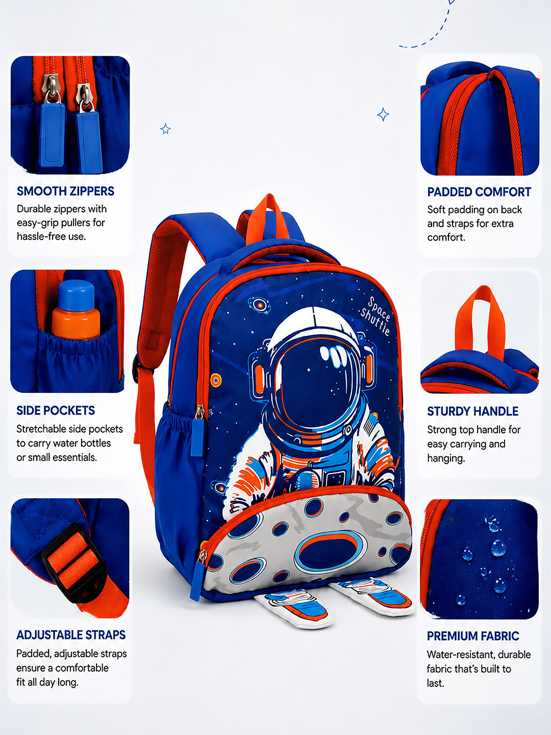Space Shuttle Astronaut Kids School Backpack – Blue