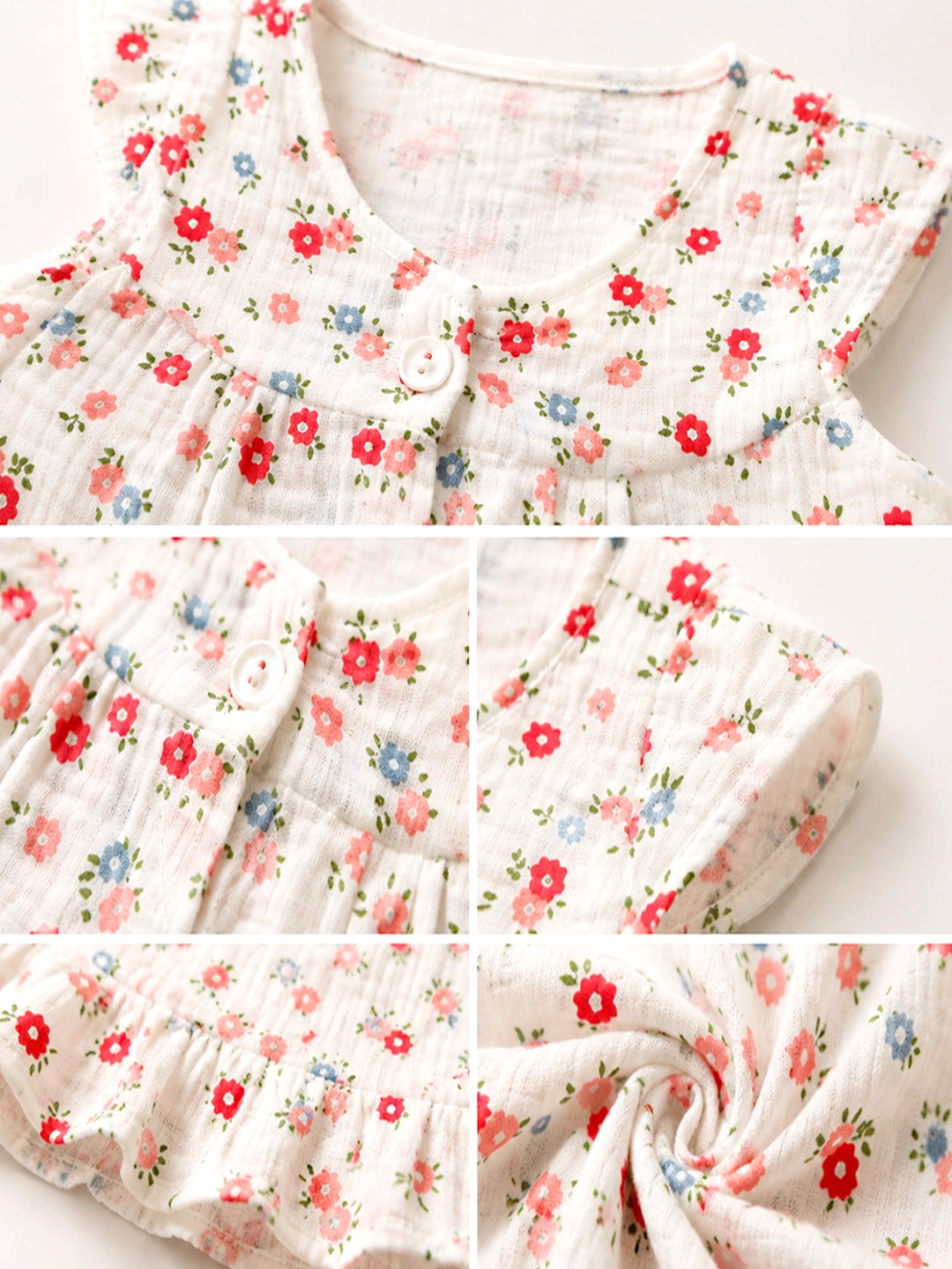 Floral Muslin Cotton Baby Frock | Half Sleeve | Soft & Breathable | 0–6 Months