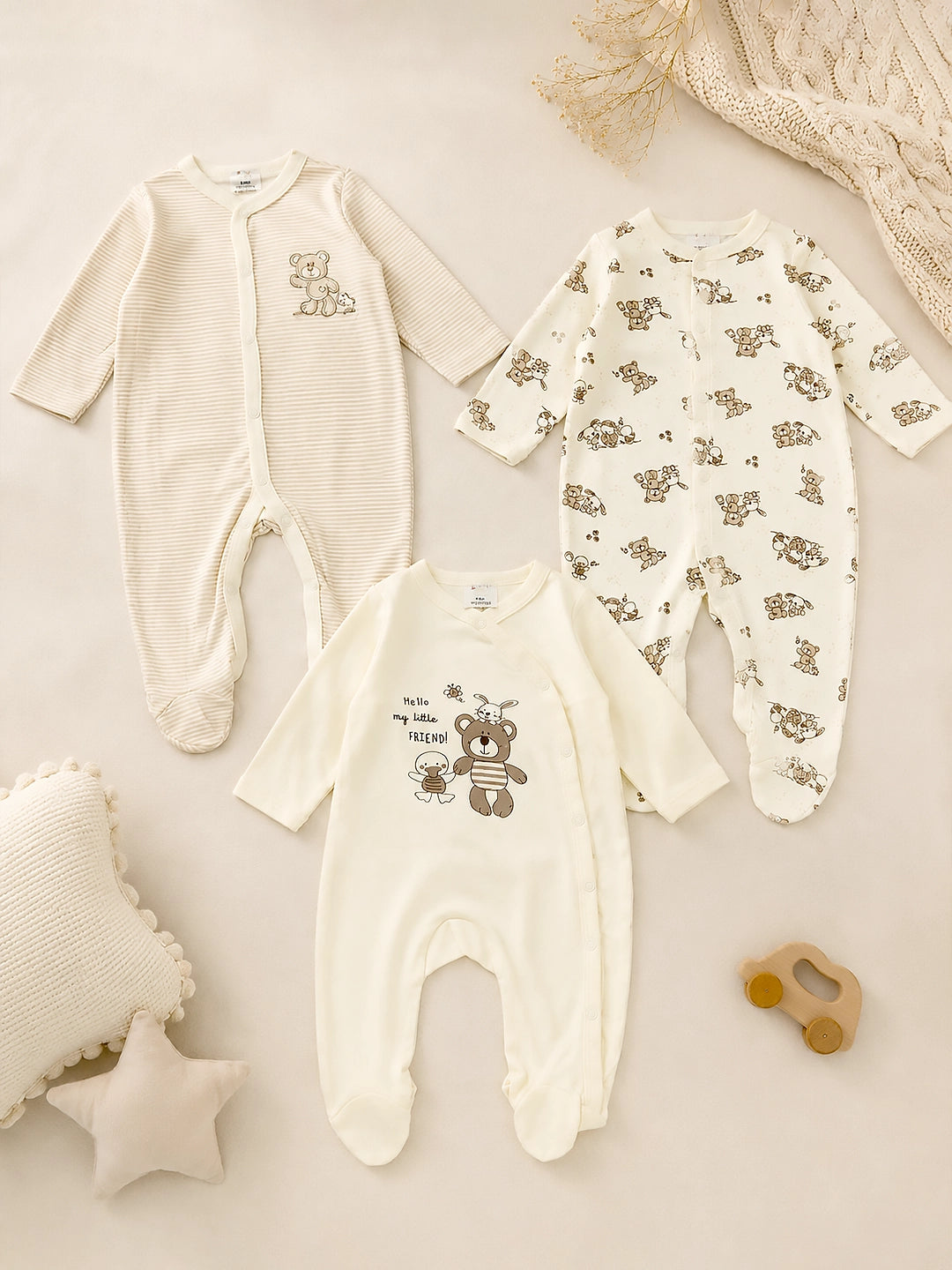Little Bear Friends 18-Piece Newborn Baby Gift Hamper | Pure Cotton | Unisex | 0–6 Months