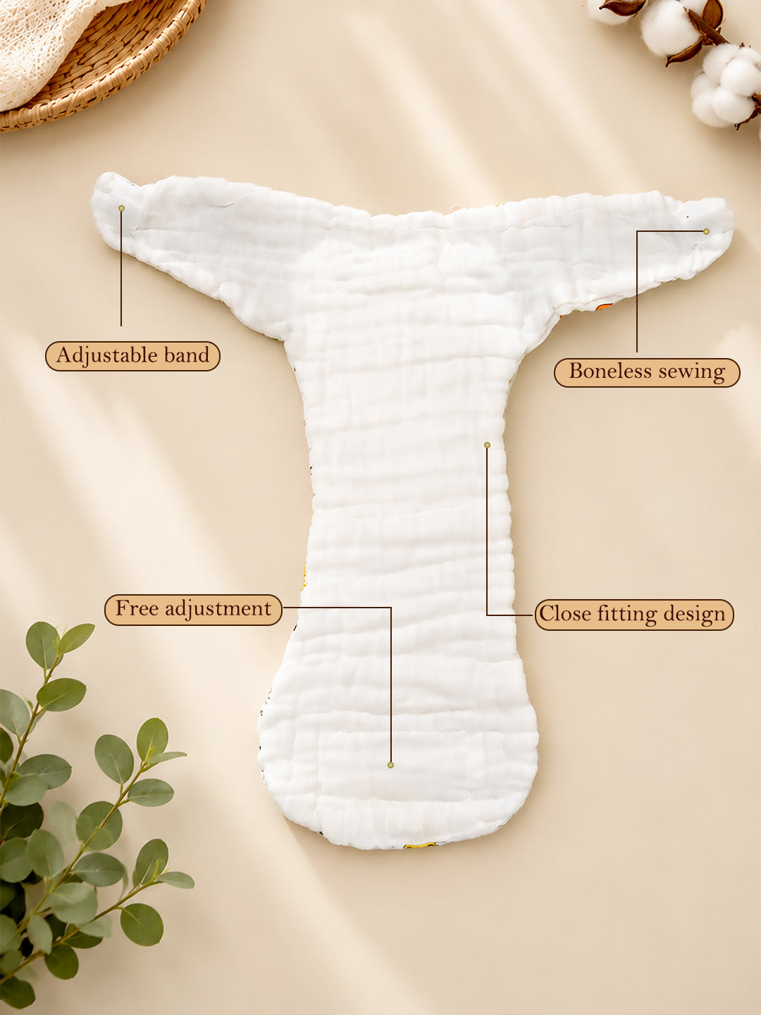 4-Layer Muslin Cloth Nappy | Cute Animal Prints | Pack of 5 | 100% Pure Cotton | Reusable