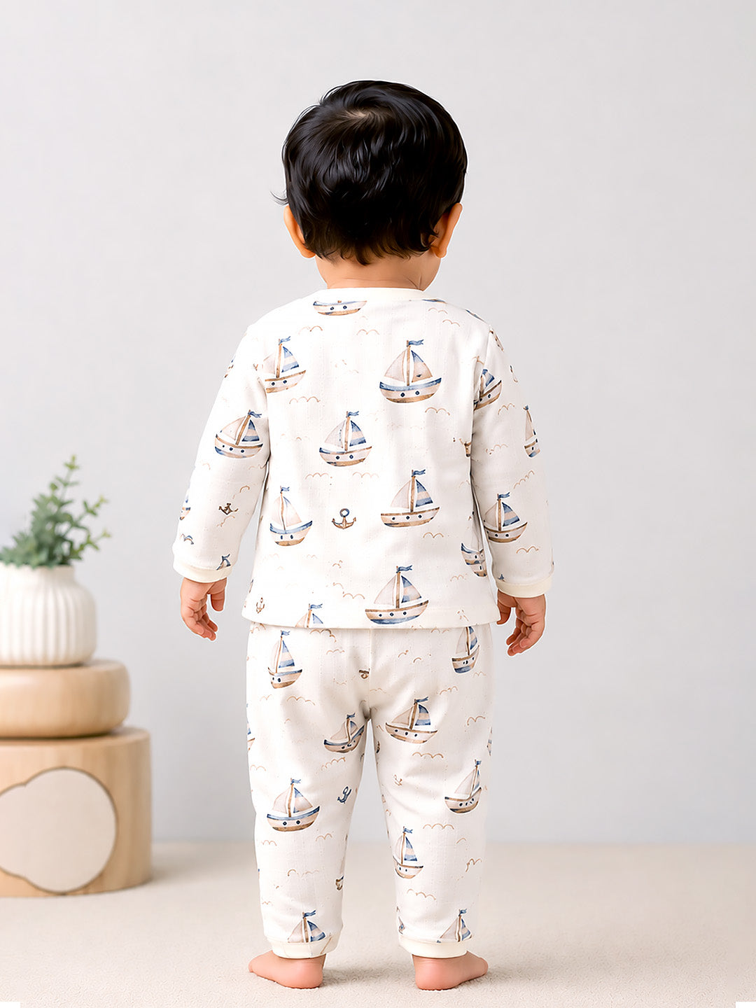 Little Sailor Baby Co-ord Set | Muslin Cotton | Full Sleeve Top & Full Pants | 0–12 Months