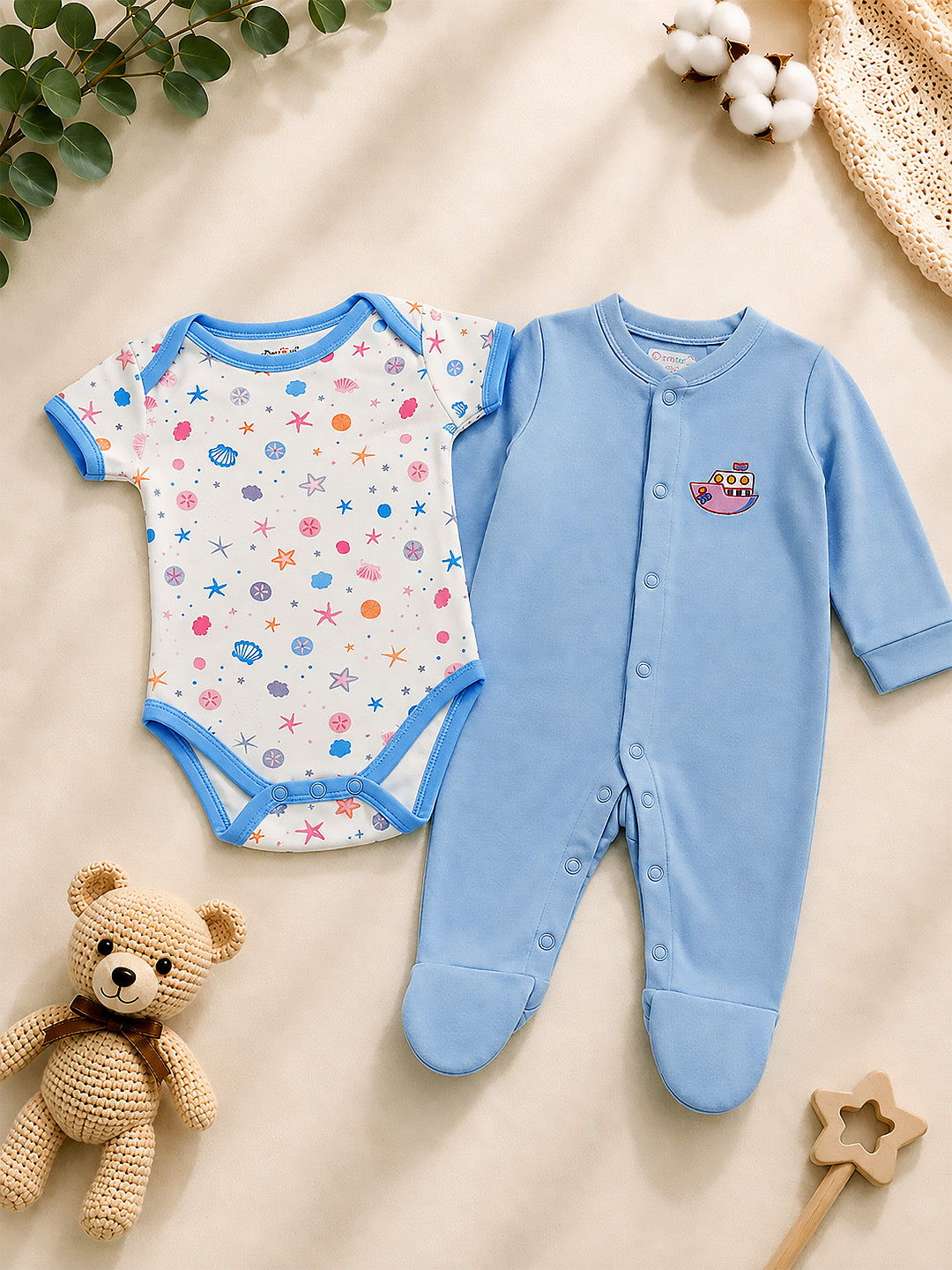 Crawling Baby | Annaprashana Ceremony | 22-Piece Gift set | Pure Cotton | Keepsake Suitcase | 6–12 Months