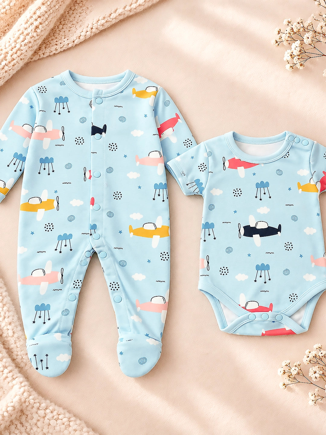 Newborn | Welcome Baby | Baby Shower | 22-Piece Gift Set | Pure Cotton | Happy Stars Blue Suitcase | Baby Boy & Girl | 0–3 Months