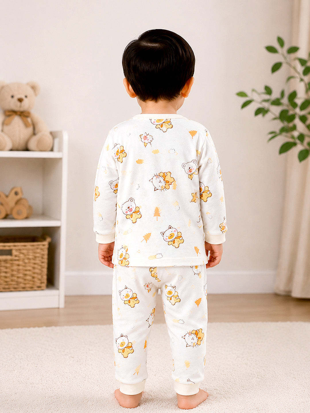 Forest Friends Baby Pyjama Set | 100% Muslin Cotton | Full Sleeve Top & Full Pants | 0–12 Months