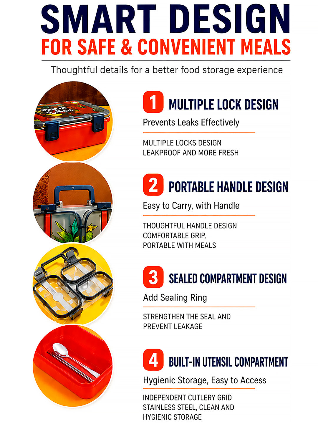Back to School 2-Compartment Kids Steel Tiffin Lunch Box | Leak-Proof | Fork & Spoon Included