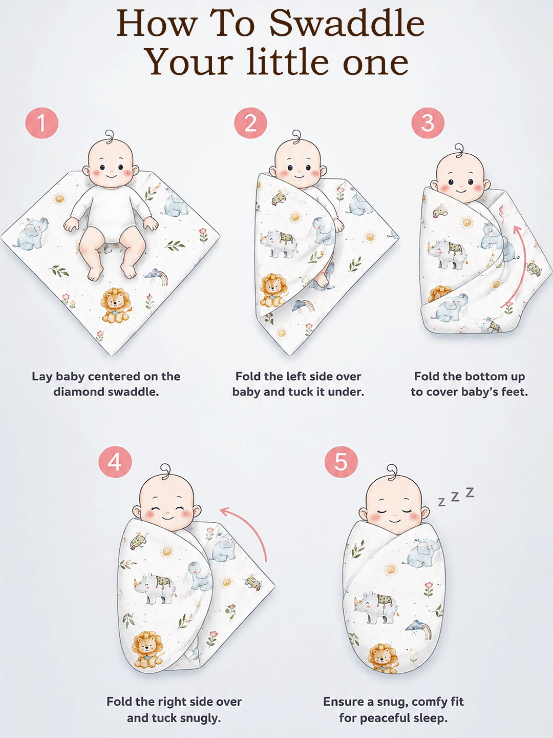 Muslin Cotton Baby Swaddle Set Of - 2 | Breathable & Soft | Safari Kingdom Design