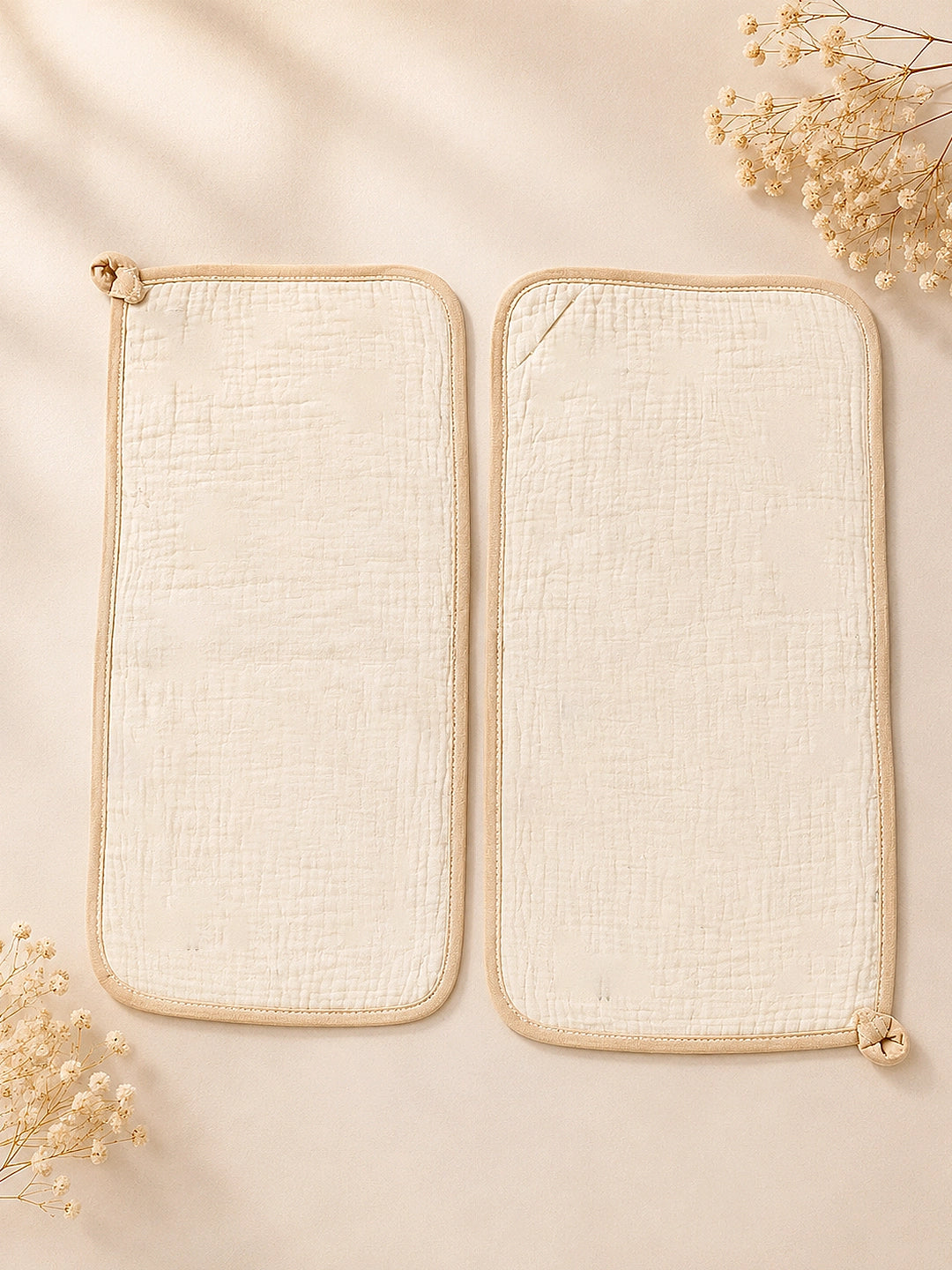 Bear & Bunny Print Muslin Burp Cloth | Set of 2 | 100% Muslin Cotton |